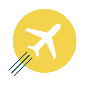 Airplane Icon with Yellow background
