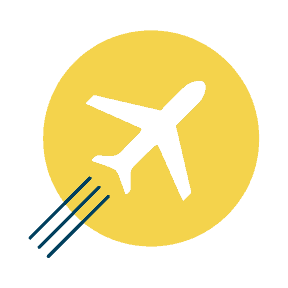 Airplane Icon with Yellow background